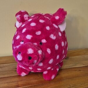 Fab NY Giant 15" Plush Pink Polka Dot Piggy Bank